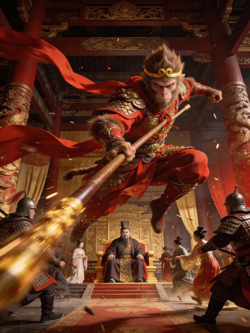 斉天大聖を天界から追放する天帝