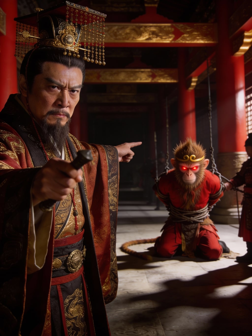 斉天大聖を天界から追放する天帝