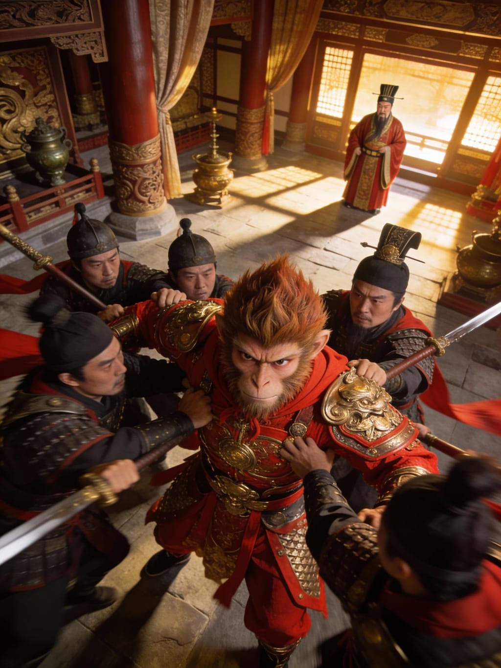 斉天大聖を天界から追放する天帝