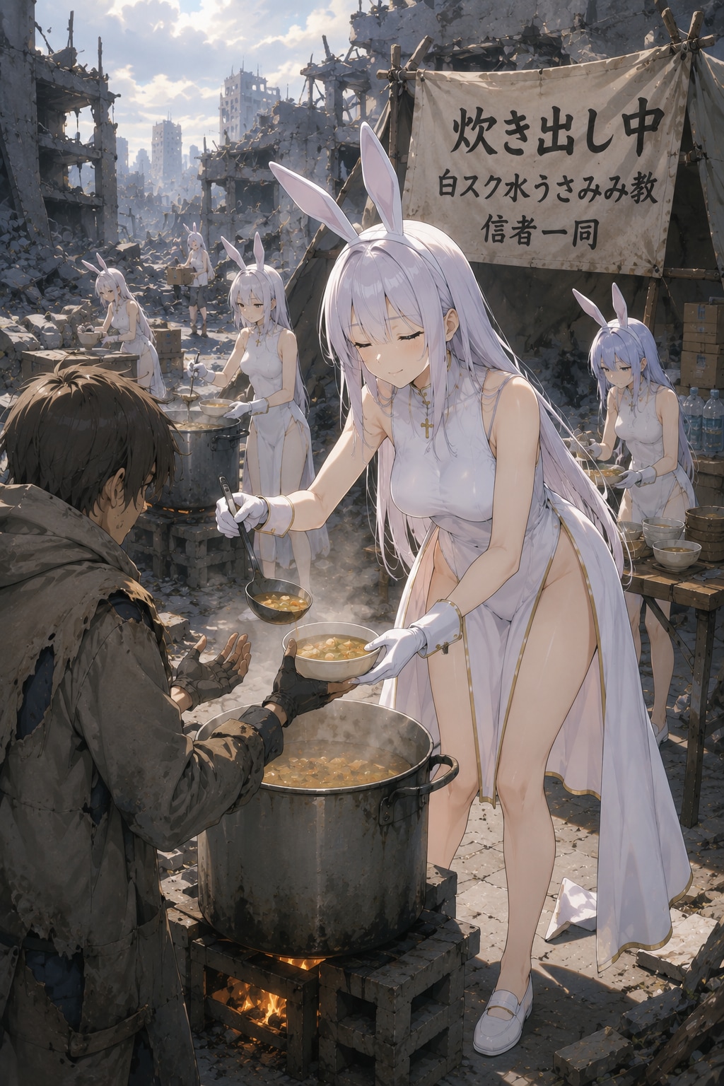 終末世界の白スク水うさみみ教