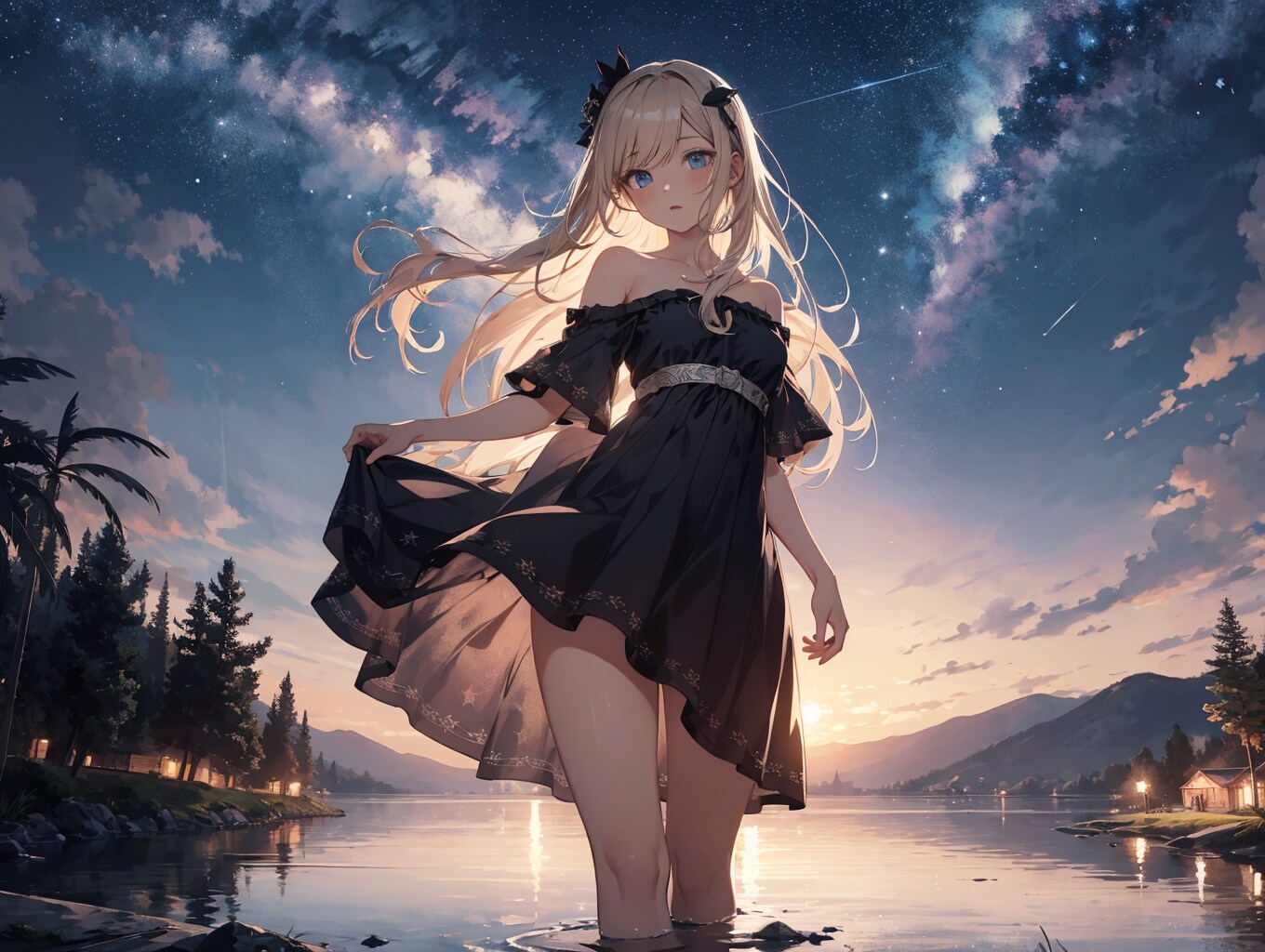 湖畔の夜