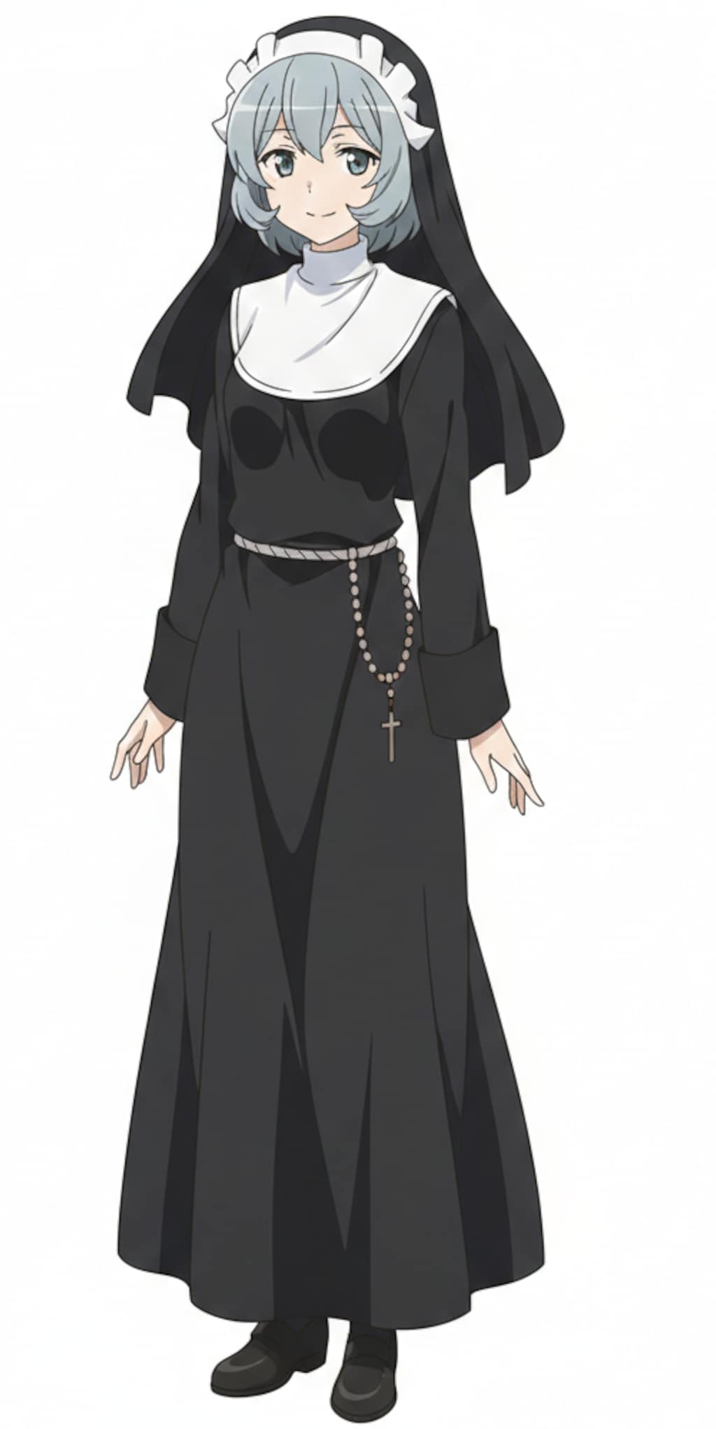 銀髪ボブで修道服の少女