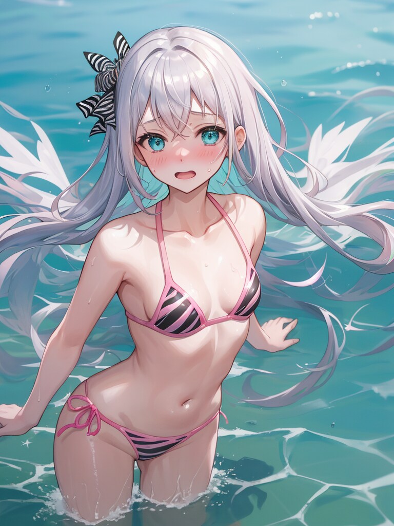 髪がなびいています。