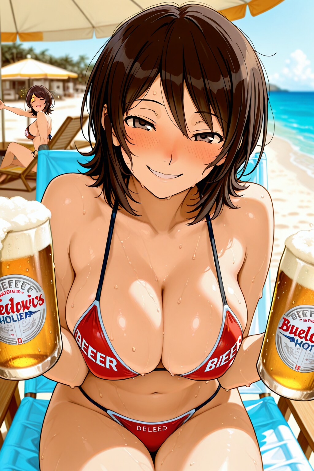ビーチで酔っ払い麻耶ちゃん先生👙🏖️🍺❤️