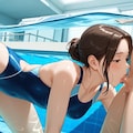 競泳水着ママ　水中フェラ 3枚目