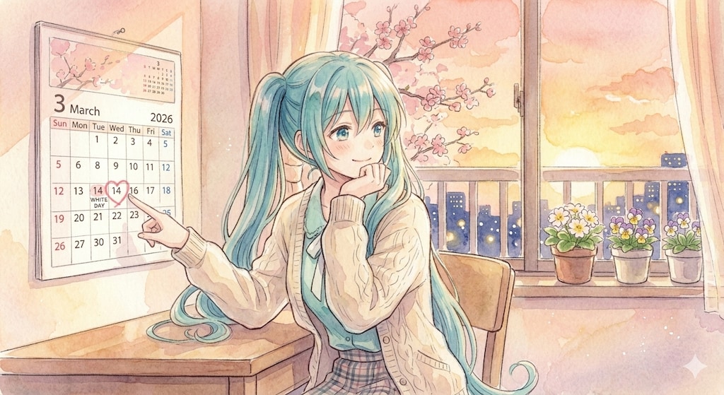 水彩画ミクさん　お返し くれるかな？