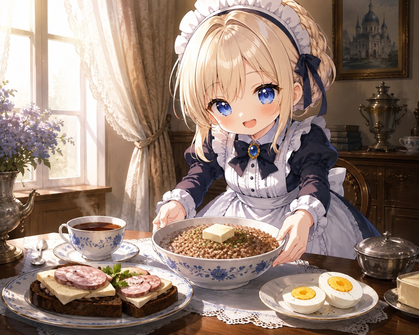 ロシア的朝食→ムラムラ♡→ひと仕事♡ | の人気AIイラスト・グラビア