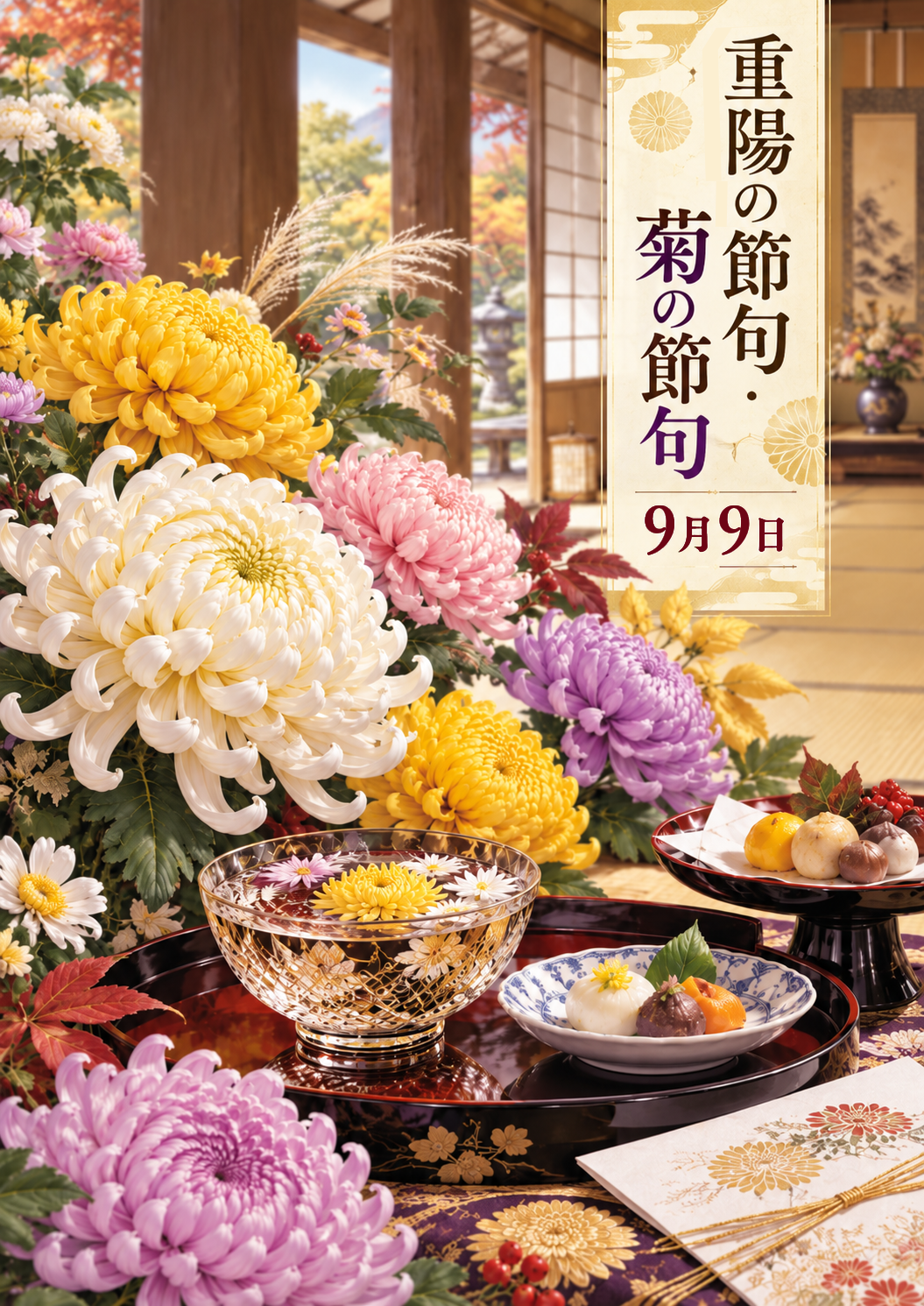 [今日は何の日 9/9] 重陽の節句・菊の節句（節句・年中行事） | の人気AIイラスト・グラビア
