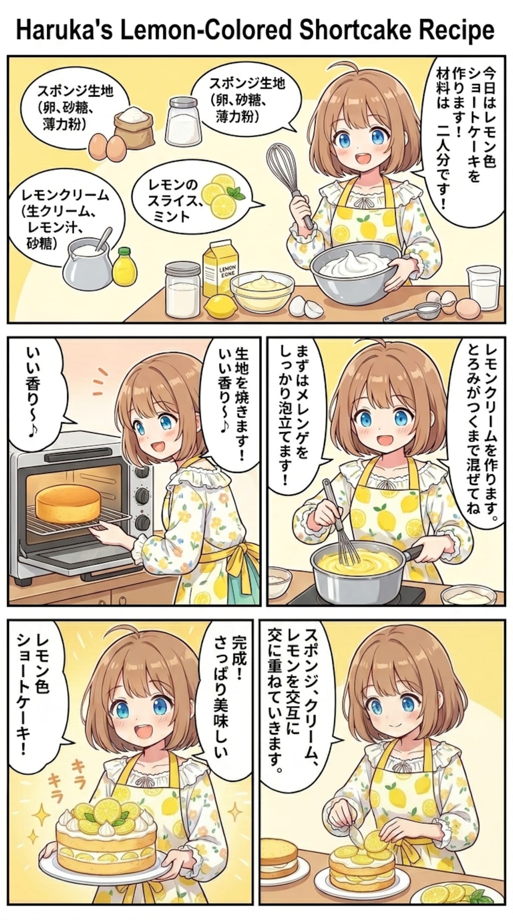 レモン色ショートケーキ