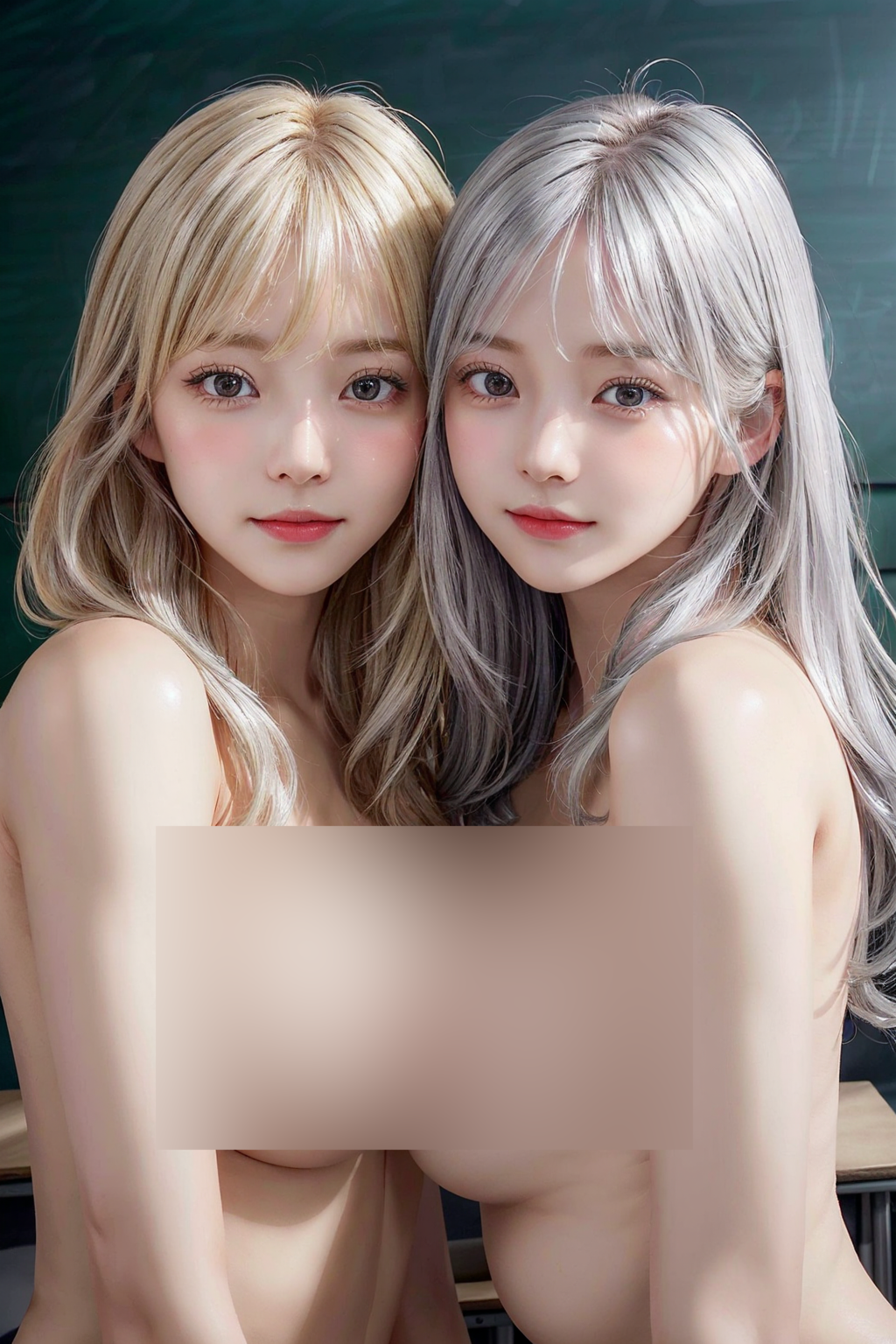 素肌で超絶美女二人が触れ合う