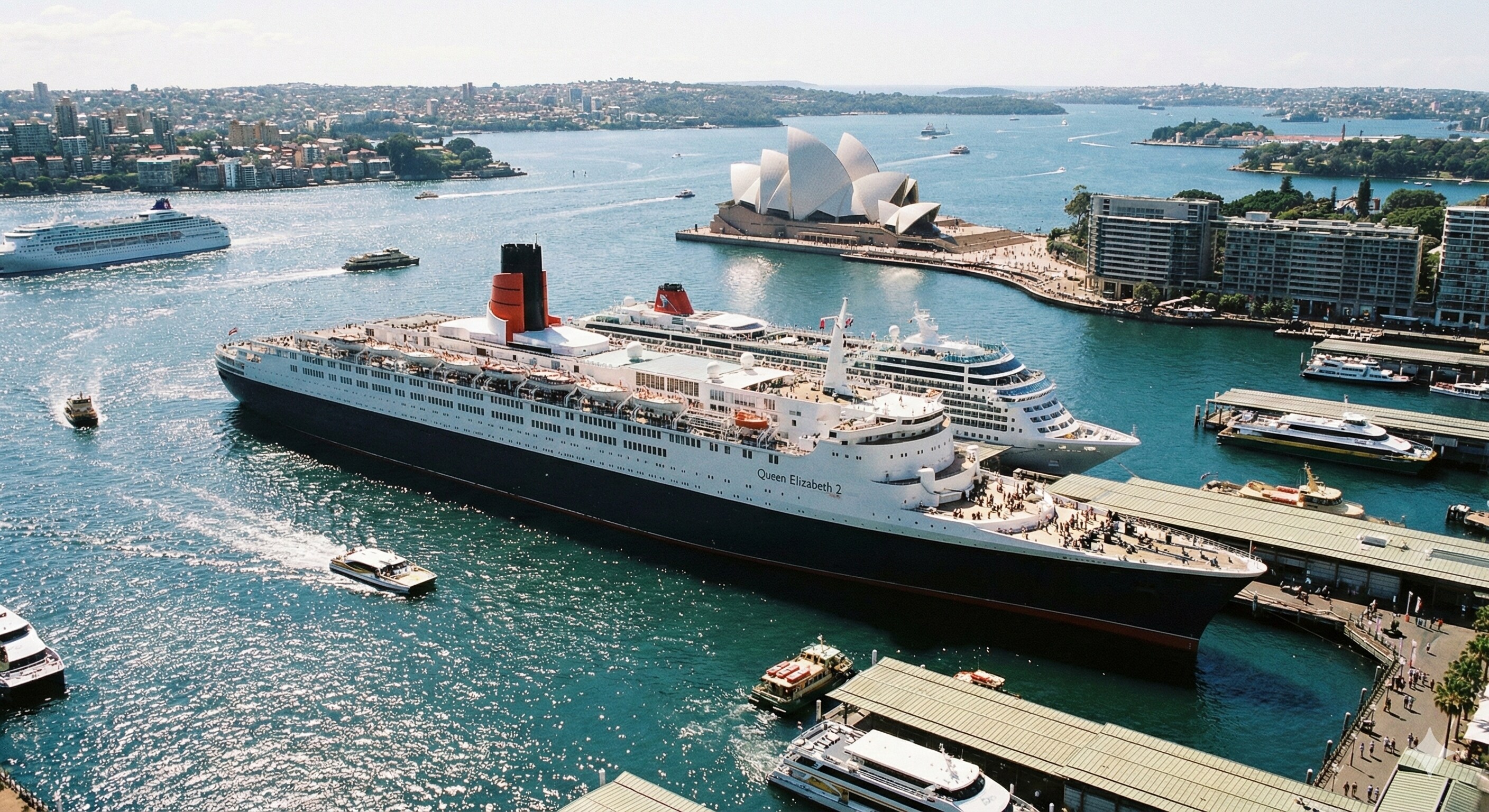 シドニーに寄港するクイーンエリザベス2 | の人気AIイラスト・グラビア