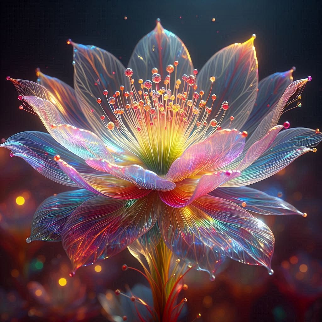 [曲付き]虹色のガラスの花