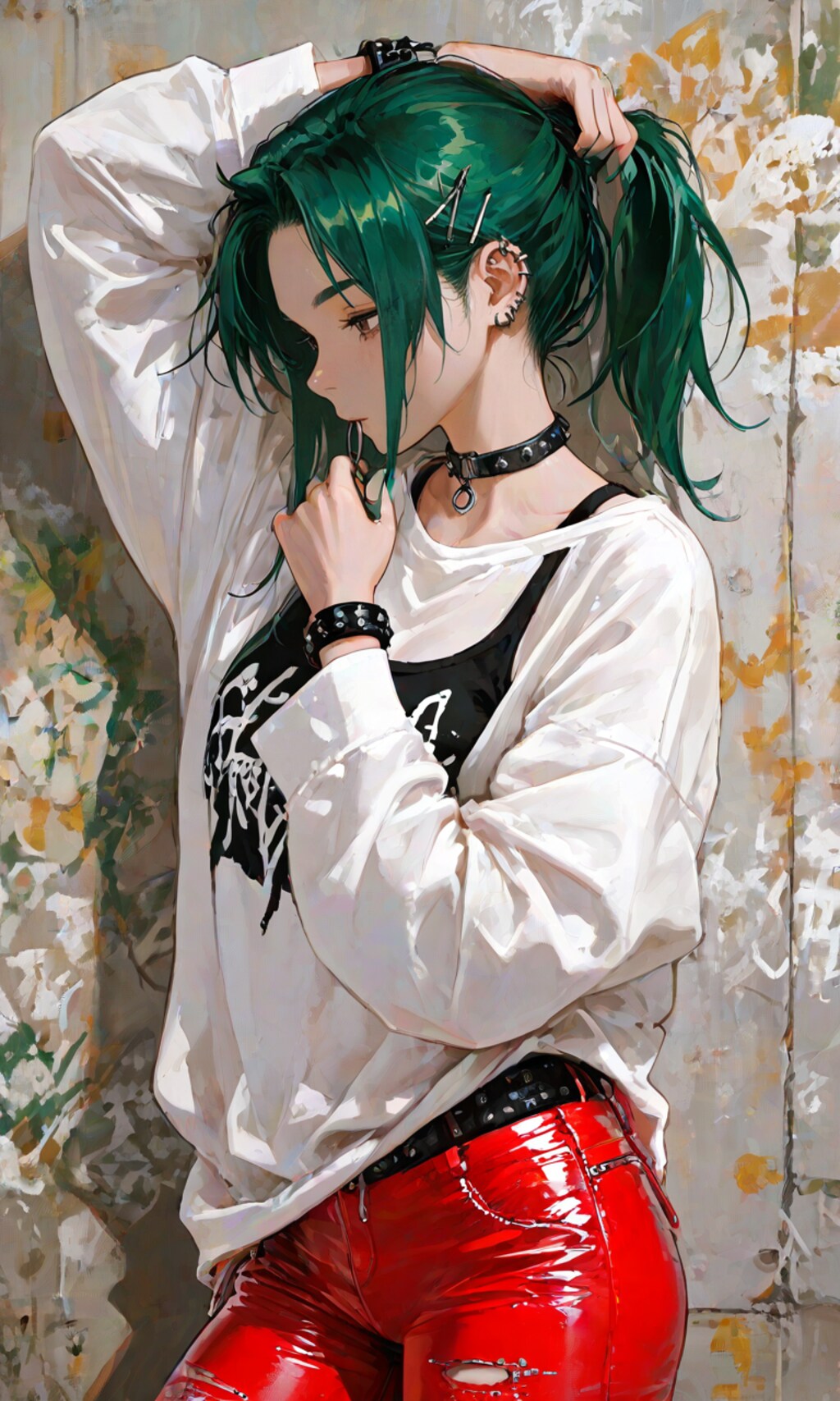 ヘアゴム咥え髪結い蘭