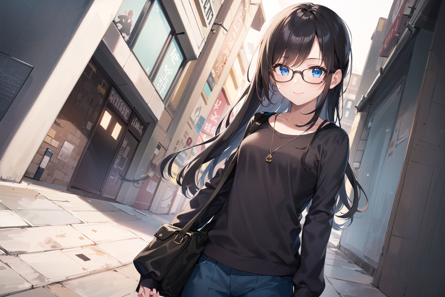 黒髪お嬢様・お忍びカジュアル