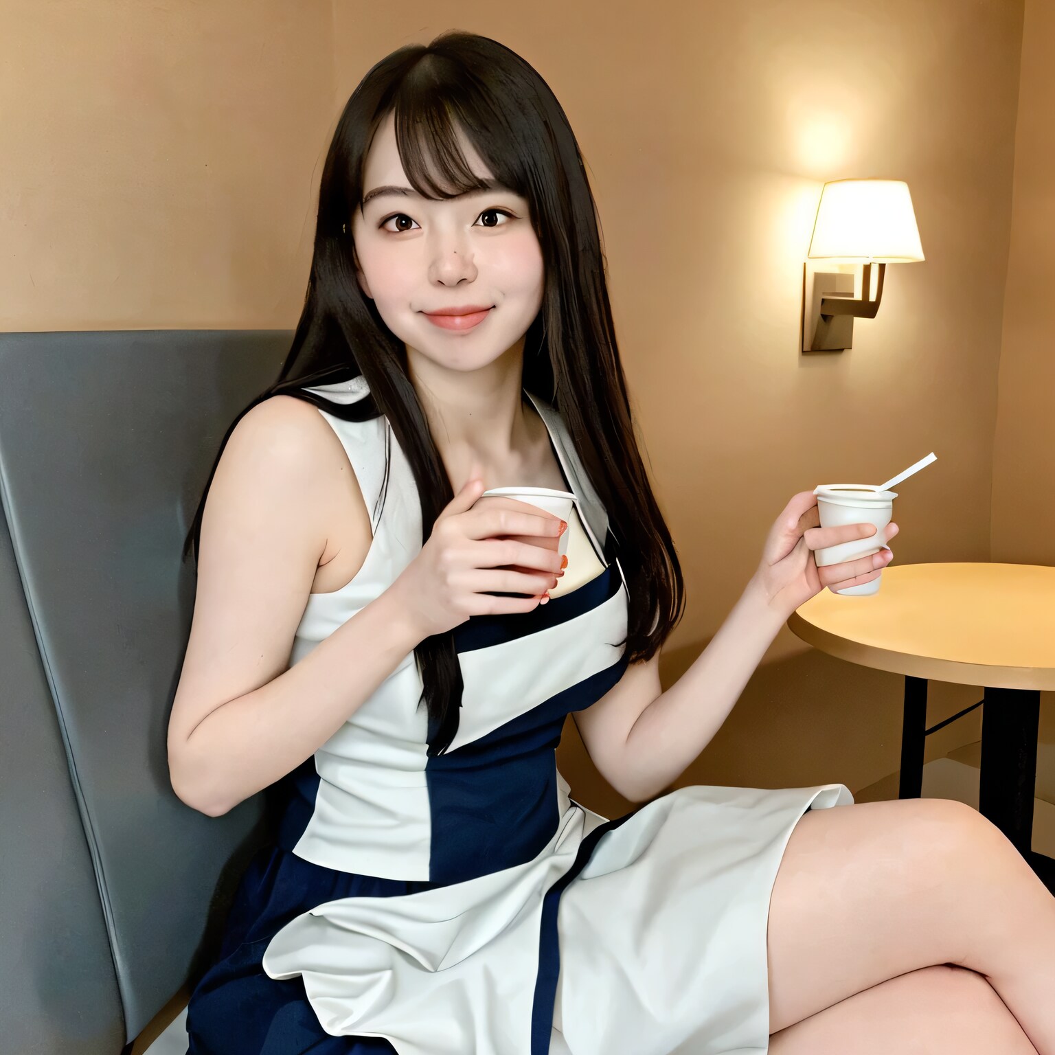 黒髪ロングで漫画喫茶の美女２０ | の人気AIイラスト・グラビア