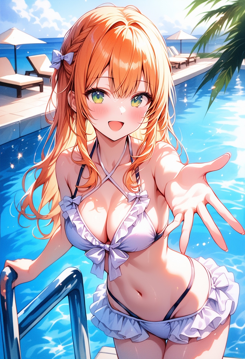 来て！一緒に泳ごっ！