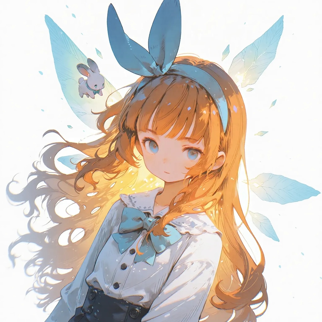 青いヘアリボン