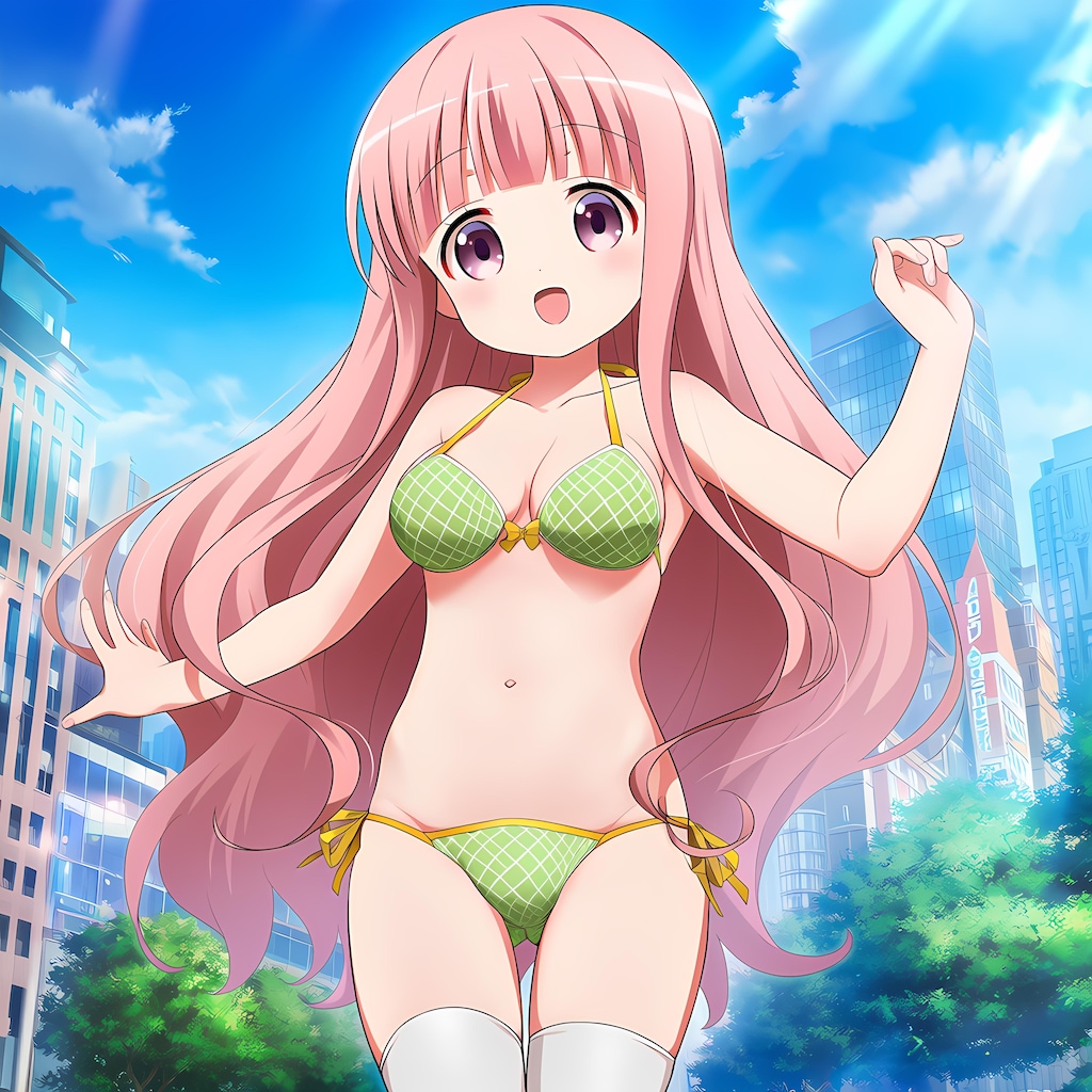 10/6はメロンの日　メロン柄ビキニの女の子