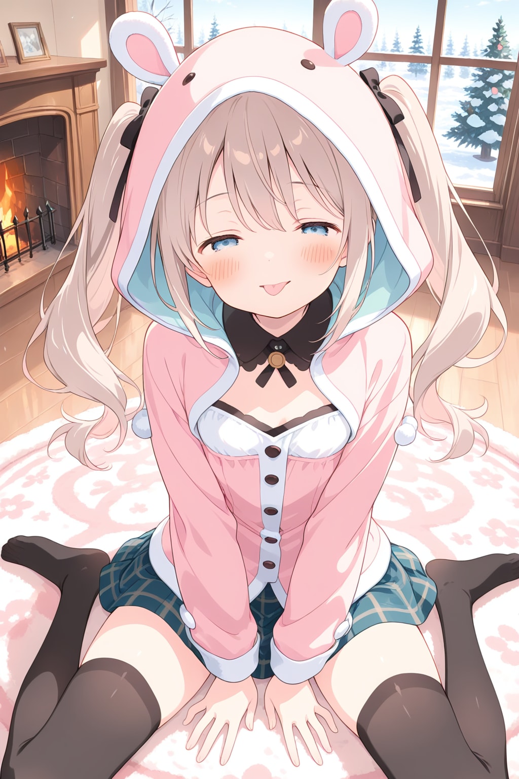 暖炉と少女『どうかな？　似合ってる？』