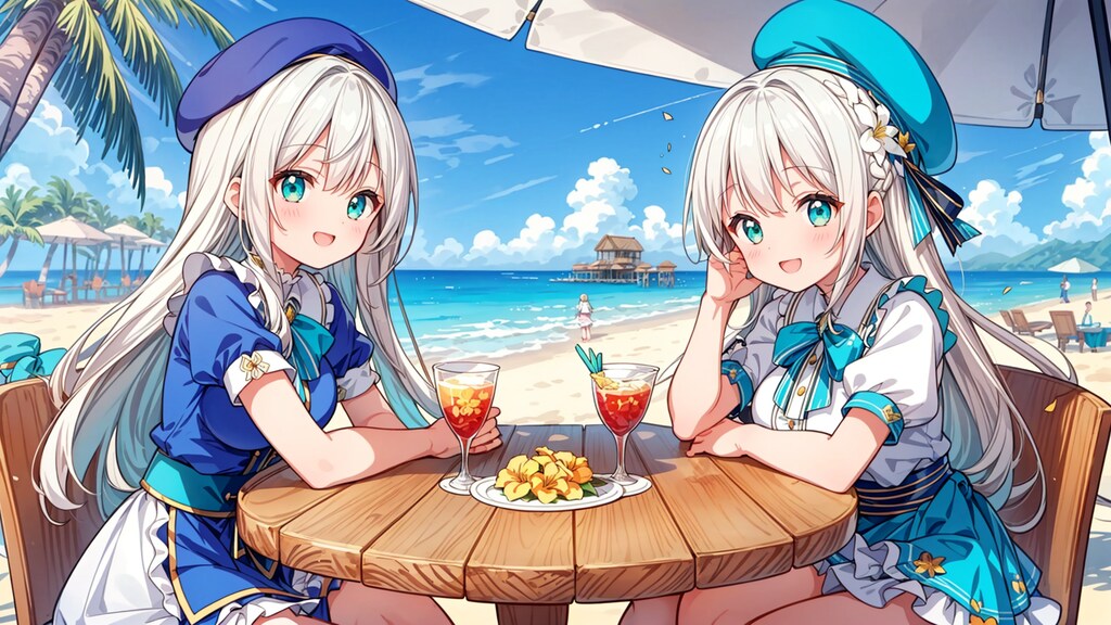 残暑残る海のカフェ