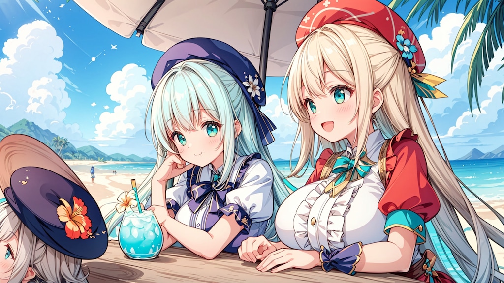 残暑残る海のカフェ