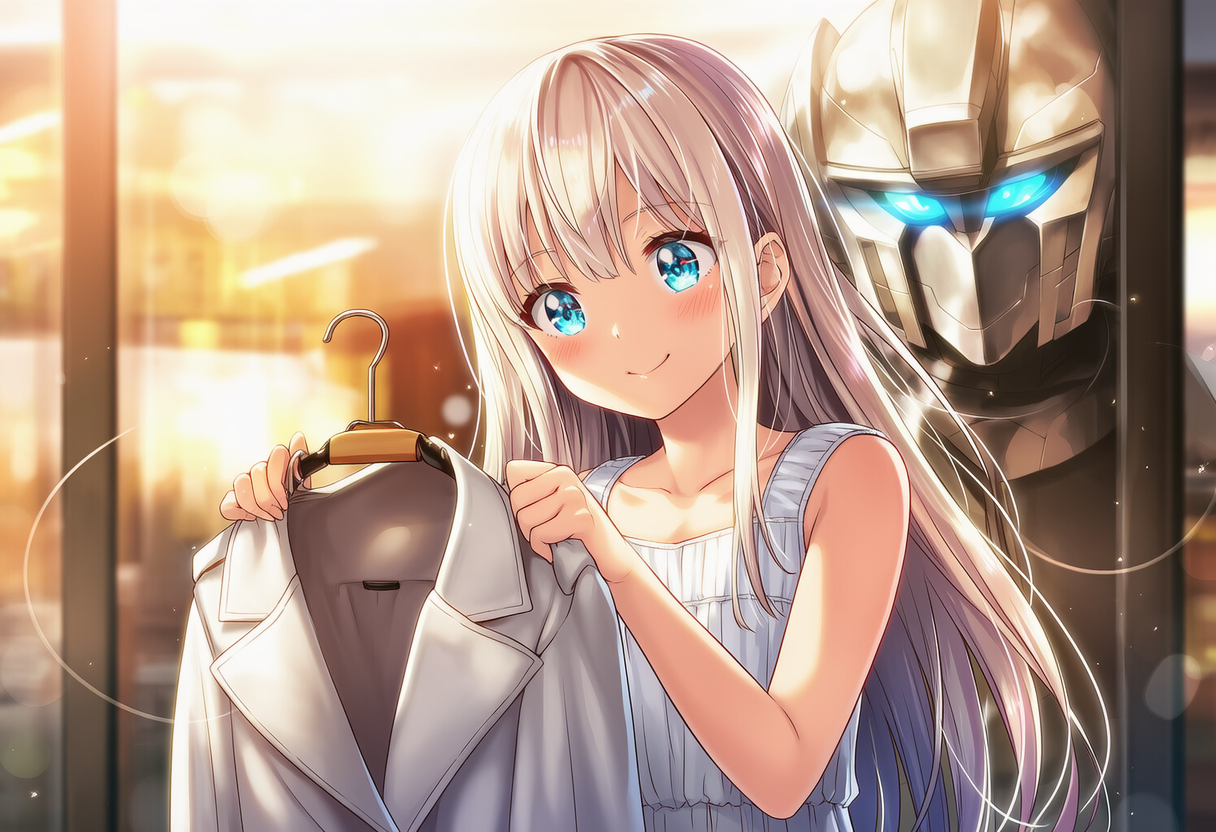 遺跡の守護者と少女の買い物 | の人気AIイラスト・グラビア