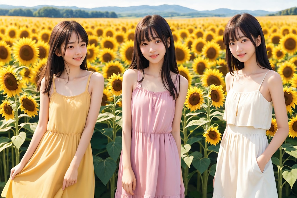 ひまわり畑（３人） No.3