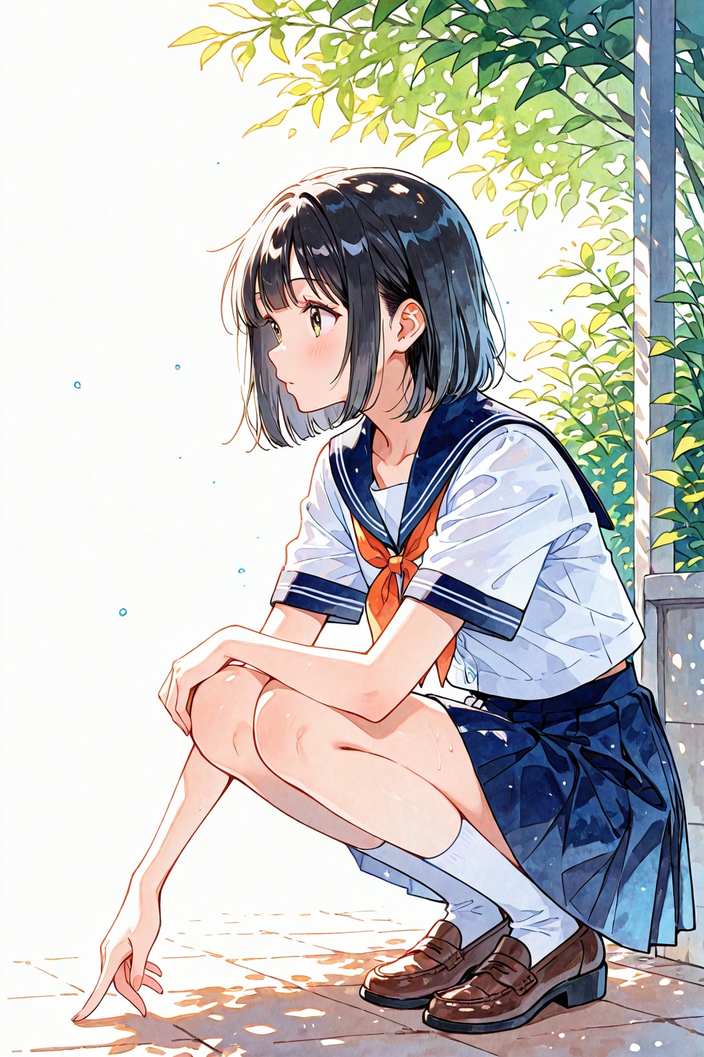 しゃがみ少女
