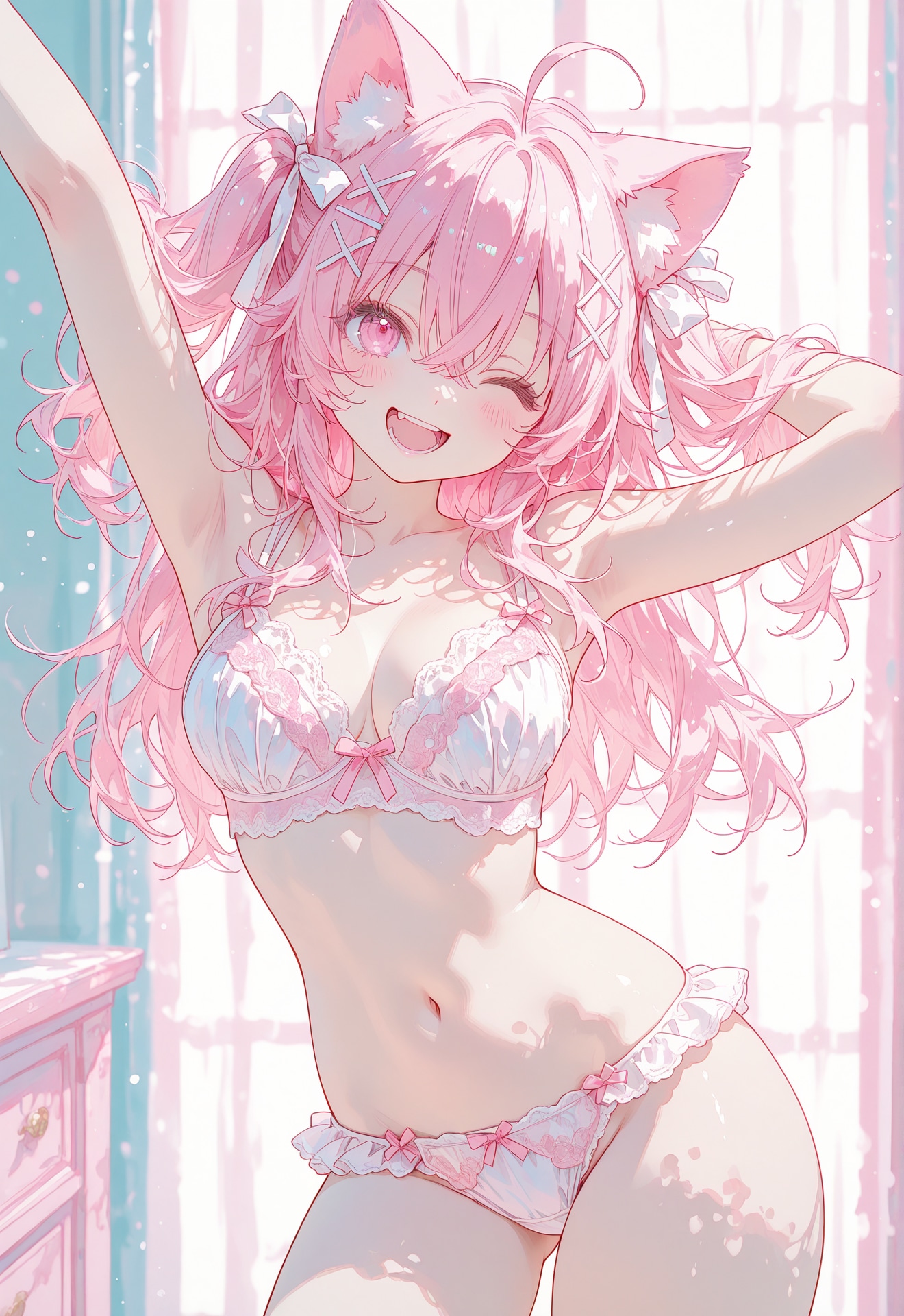 下着姿のピンク猫ちゃん２