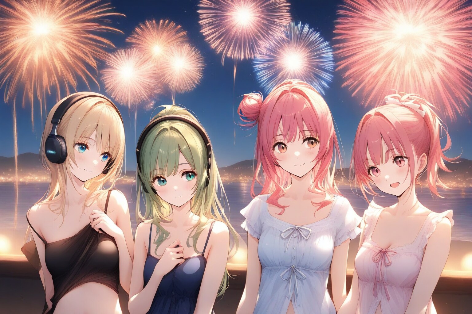 花火とアイドルのライブ