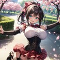 私服姿のメイドさんとお花見 2枚目