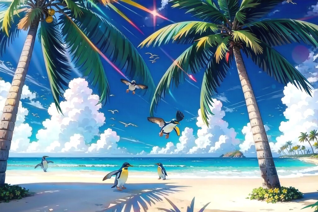 常夏ペンギンが飛ぶ景色