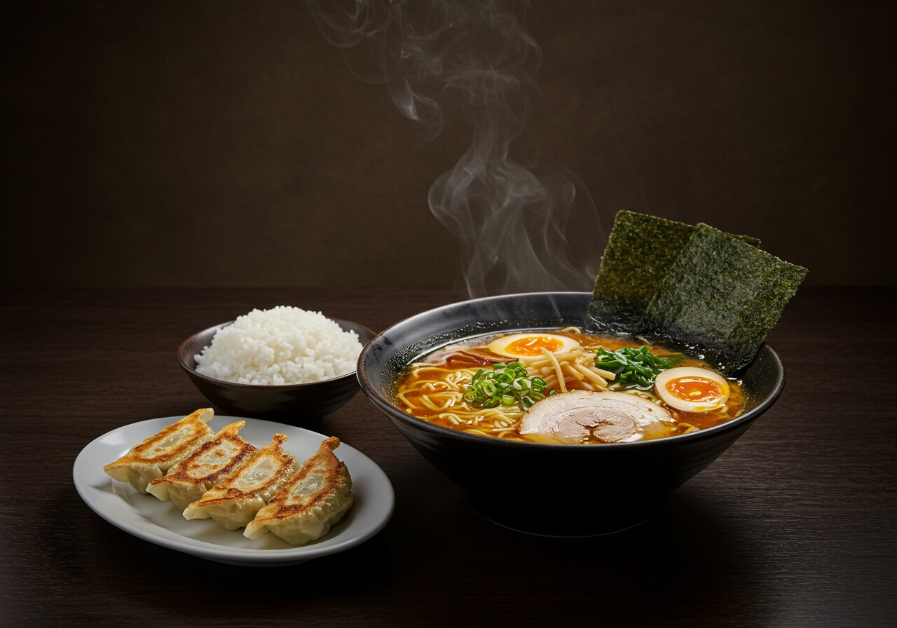 ラーメンライス餃子付きのセットメニュー