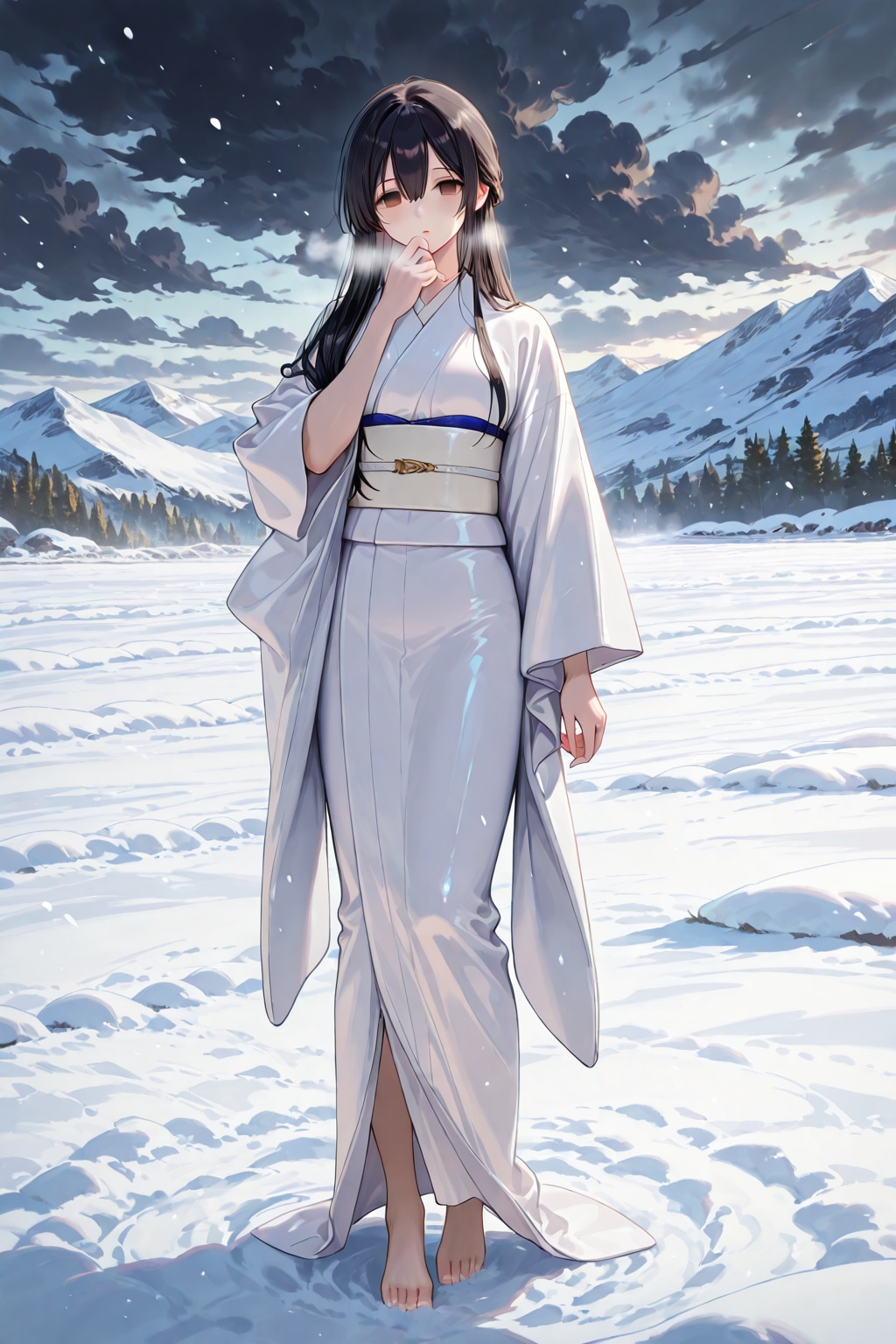 再投稿＆作り直し　ユリママ　雪女風白い着物