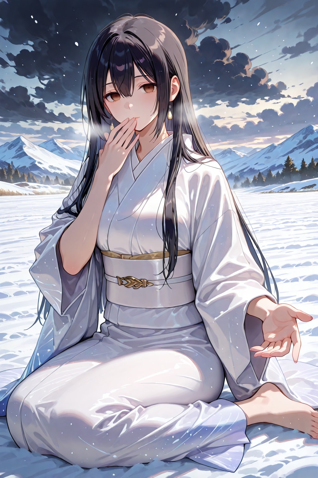再投稿＆作り直し　ユリママ　雪女風白い着物