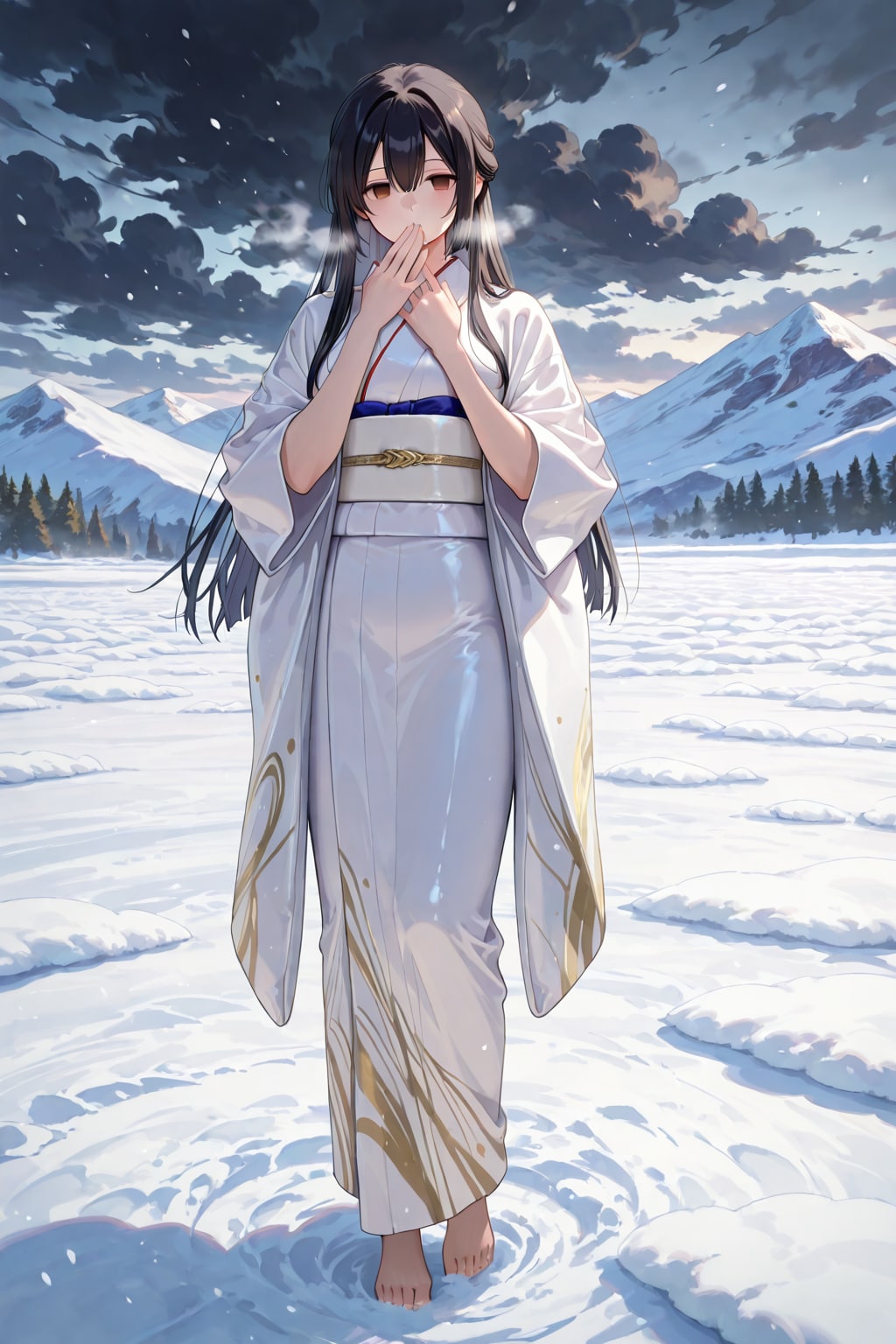 再投稿＆作り直し　ユリママ　雪女風白い着物