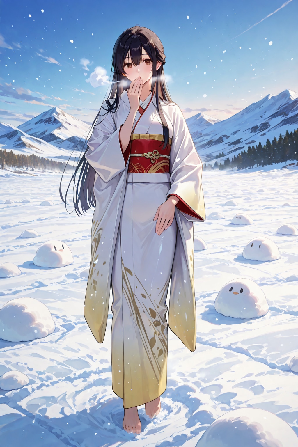 再投稿＆作り直し　ユリママ　雪女風白い着物