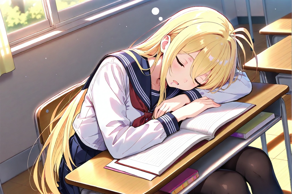 授業中に居眠りするポンコツちゃん