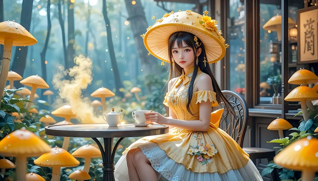 お茶会のきのこノコちゃん