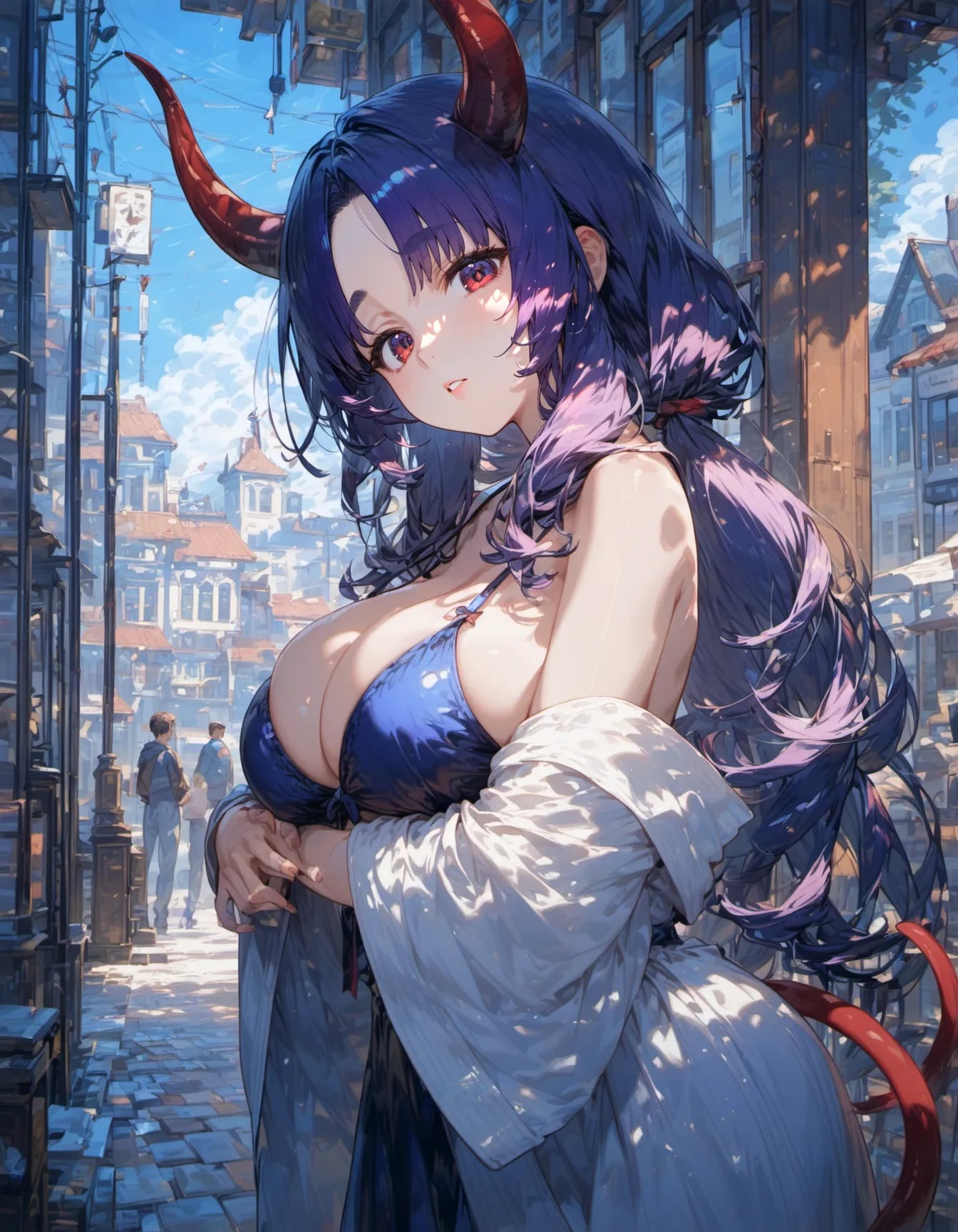 Blue Oni in the Morning Town