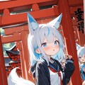 狐耳の少女と神社 2枚目