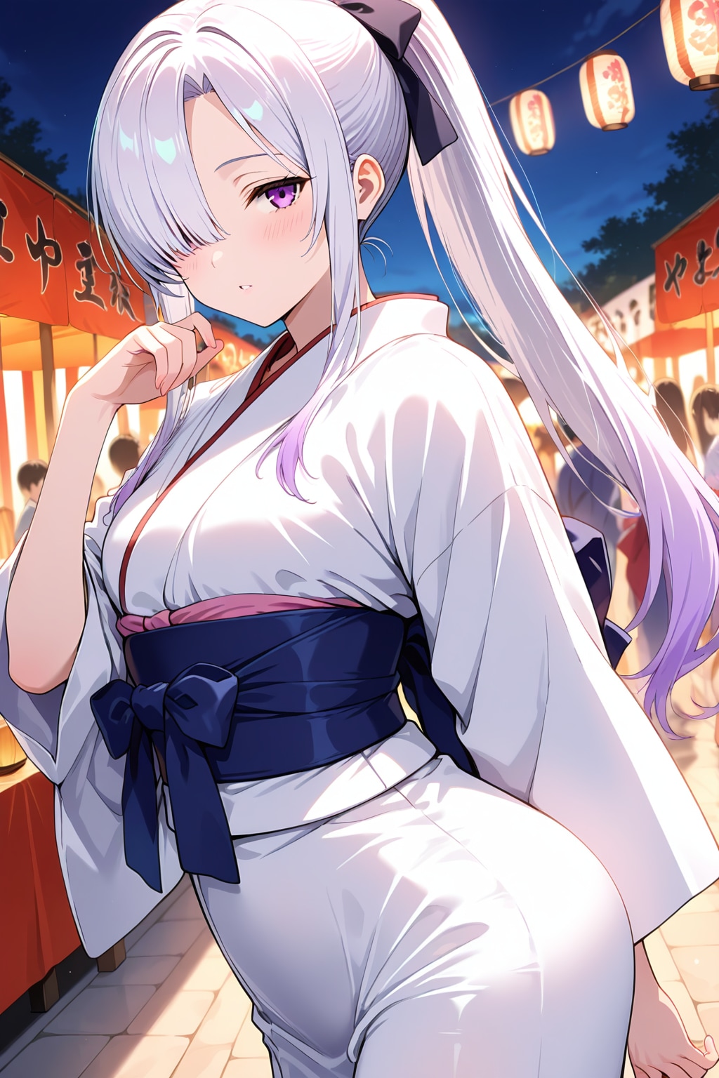 メカクレ薄紫髪ちゃん29『縁日+浴衣』