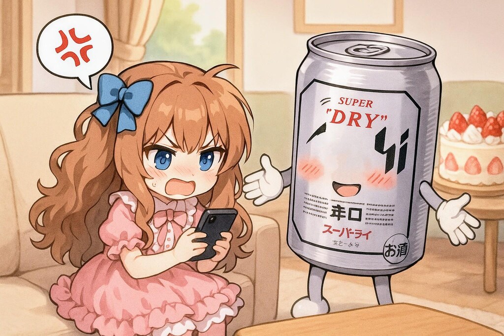 スマホに激怒する小さな女の子