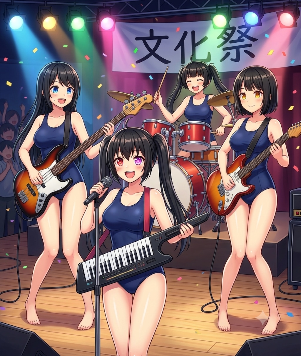 企画参加　天気擬人化🌕️⭐️　癖・メカ少女百合　スク水ロック