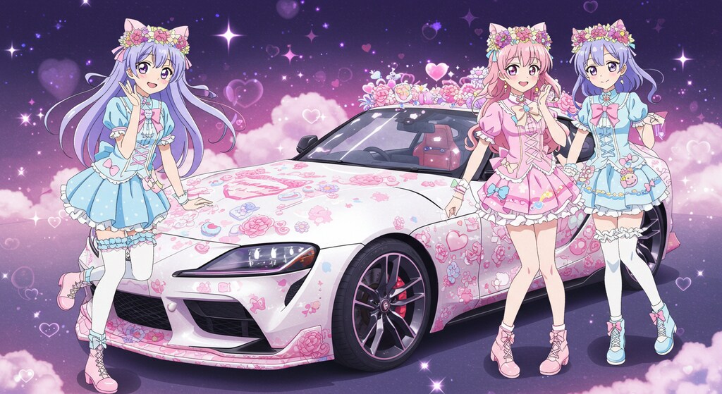 アニメキャラとトヨタスープラ