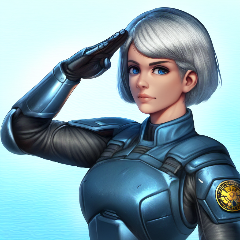 敬礼する女兵士