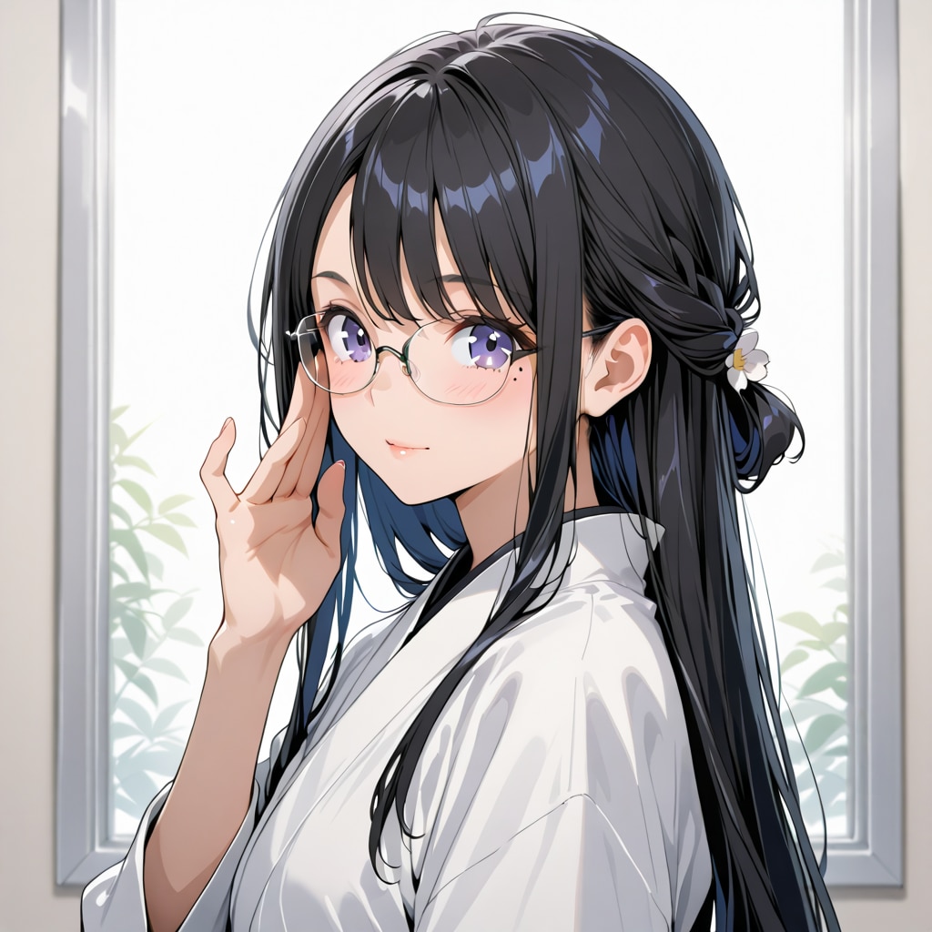 黒髪メガネ 泣きほくろ