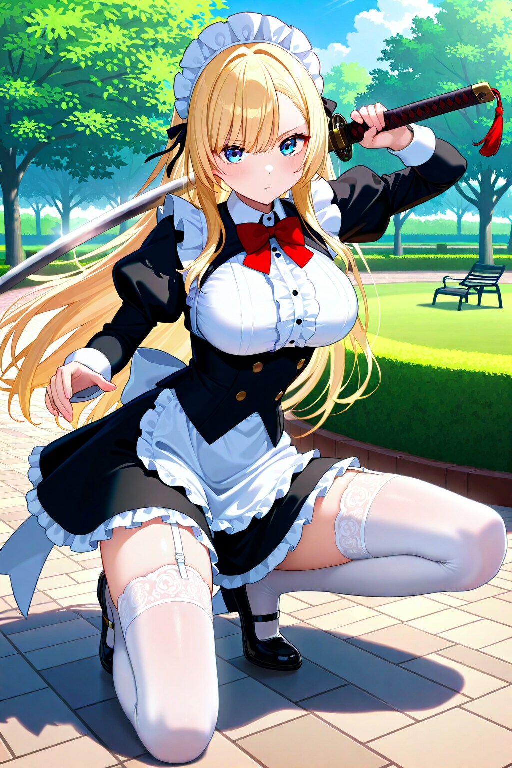 刀を構えるメイドさん