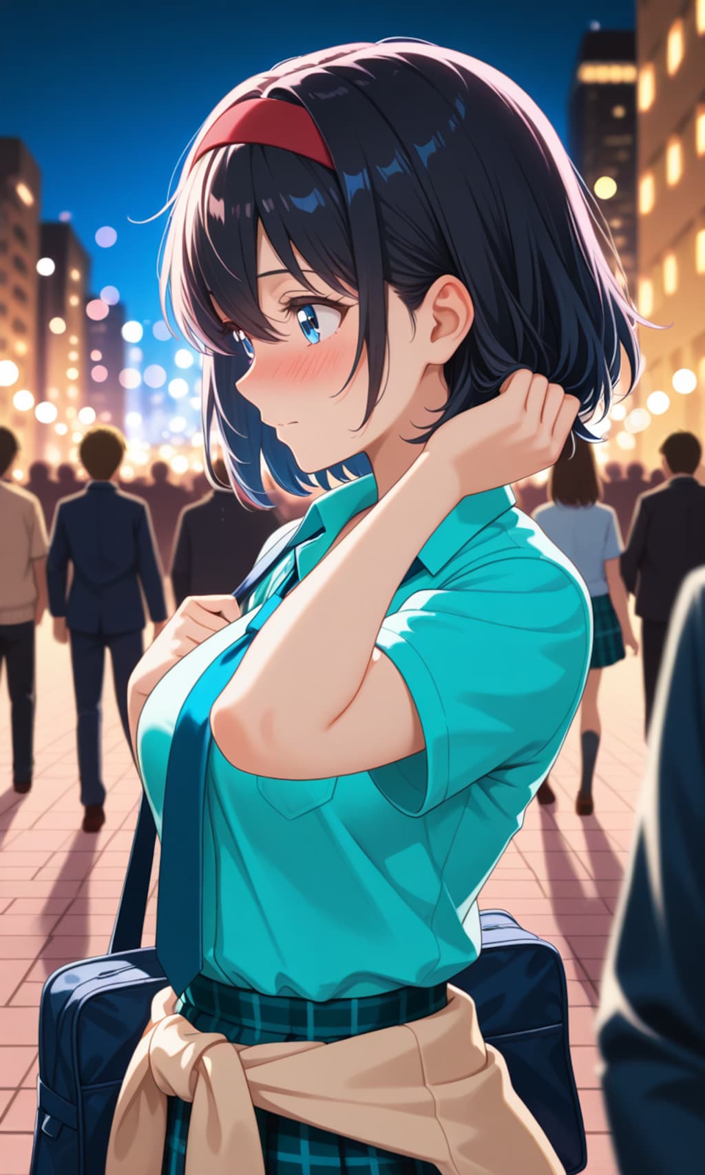 幼馴染と二人で、独特な灯りの街を歩く