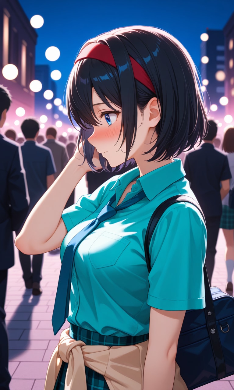 幼馴染と二人で、独特な灯りの街を歩く | の人気AIイラスト・グラビア